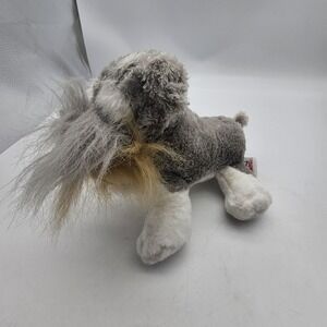 GANZ Webkinz Schnauzer Dog Plush Stuffed Animal Toy Small Gray White Soft Cute